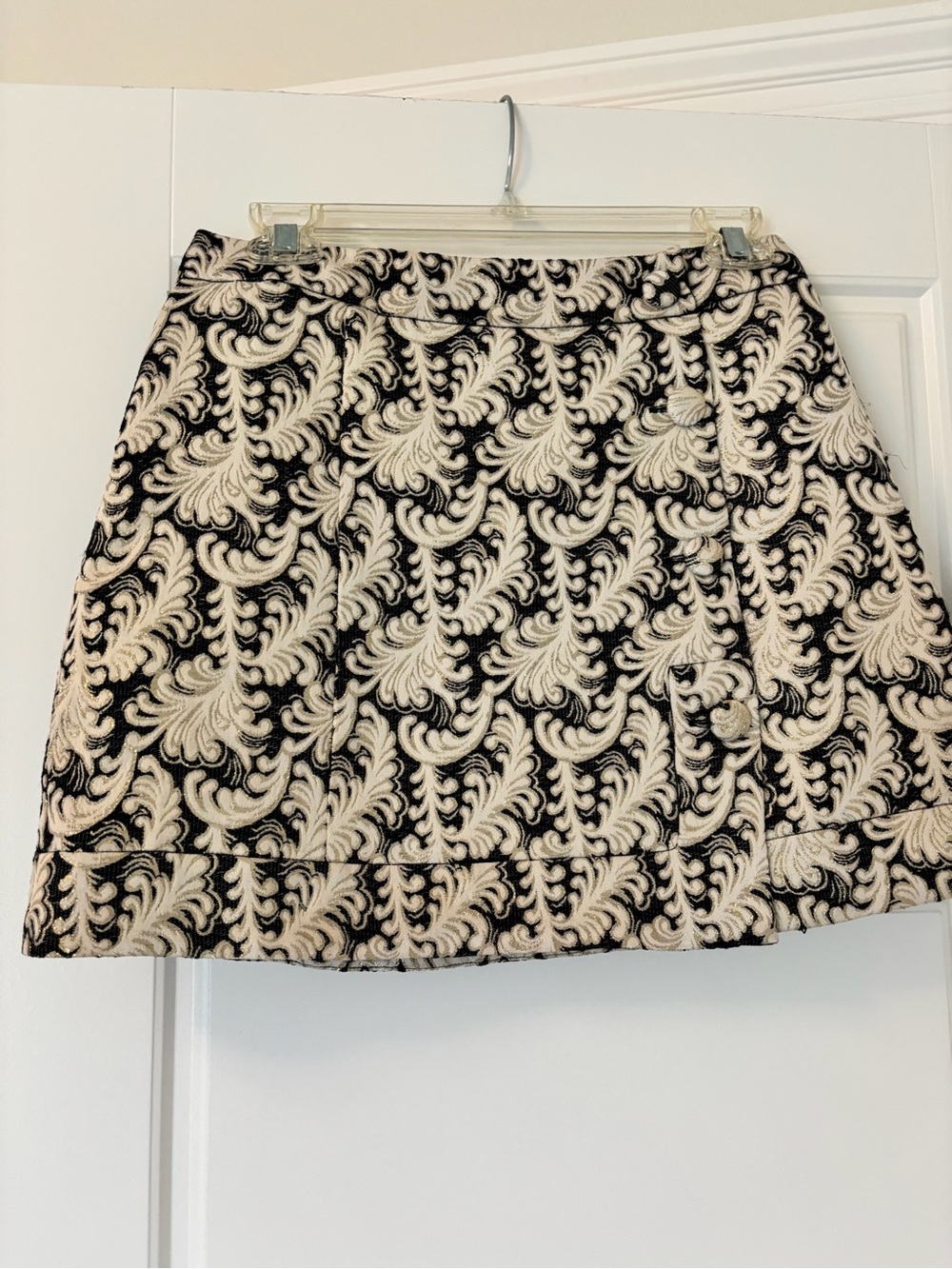 Cooperative Black and Cream Embroidered Mini Skirt